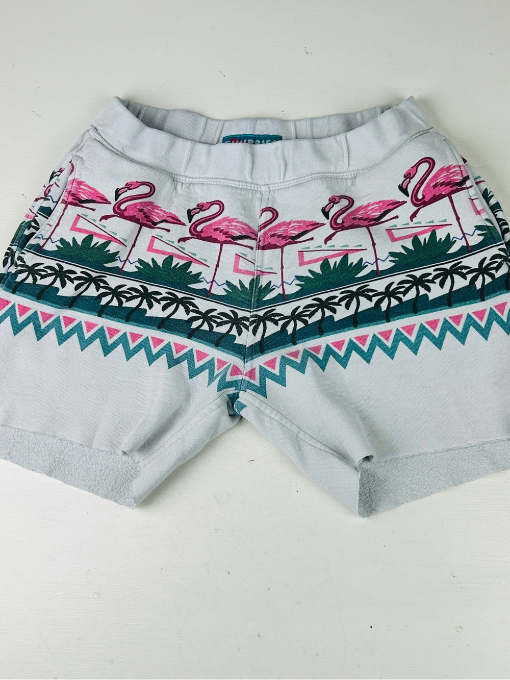 Chubbies Palm Flamingo Sweat Shorts Gray Mens Sz Medium 5” Inseam